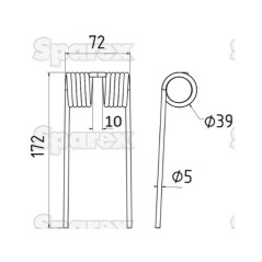 Palec sprezysty Dlugosc:172mm, Szerokosc:72mm, Ø5mm - Zastepuje John Deere Zastępuje: CC25176 