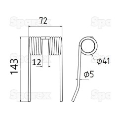 Palec sprezysty Dlugosc:143mm, Szerokosc:72mm, Ø5mm - Zastepuje New Holland, Hesston Zastępuje: 84012422 