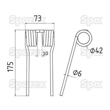 Palec sprezysty Dlugosc:175mm, Szerokosc:73mm, Ø6mm - Zastepuje Krone Zastępuje: 270098361