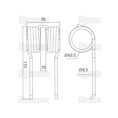 Palec sprezysty Dlugosc:175mm, Szerokosc:76mm, Ø6.5mm - Zastepuje Strautmann Zastępuje: 73514502