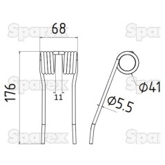 Palec sprezysty Dlugosc:176mm, Szerokosc:68mm, Ø5.5mm - Zastepuje Krone Zastępuje: 27005012 