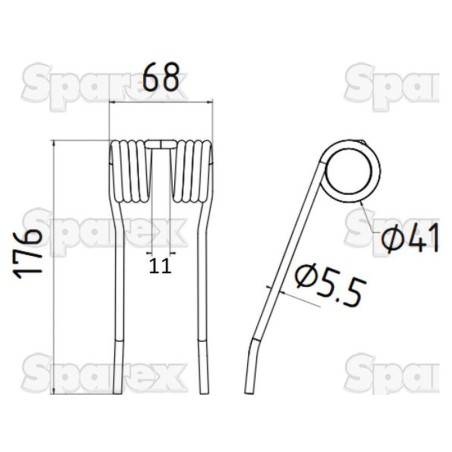 Palec sprezysty Dlugosc:176mm, Szerokosc:68mm, Ø5.5mm - Zastepuje Krone Zastępuje: 27005012