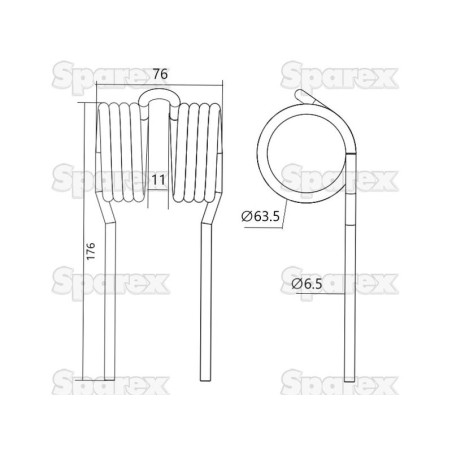 Palec sprezysty Dlugosc:176mm, Szerokosc:76mm, Ø6.5mm - Zastepuje Strautmann Zastępuje: 73514500