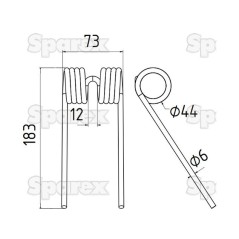 Palec sprezysty Dlugosc:183mm, Szerokosc:73mm, Ø6mm - Zastepuje Ford New Holland Zastępuje: 84392367 