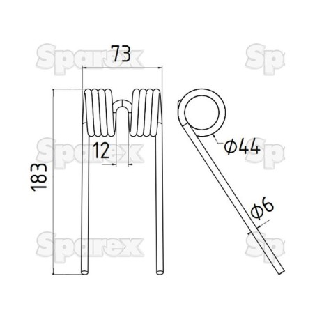 Palec sprezysty Dlugosc:183mm, Szerokosc:73mm, Ø6mm - Zastepuje Ford New Holland Zastępuje: 84392367