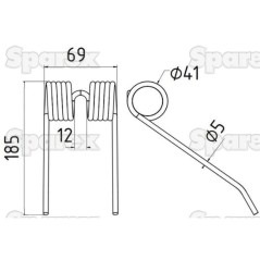 Palec sprezysty Dlugosc:185mm, Szerokosc:69mm, Ø5mm - Zastepuje New Holland Zastępuje: 131673 