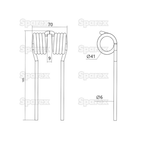 Palec sprezysty Dlugosc:185mm, Szerokosc:70mm, Ø6mm - Zastepuje Mchale Zastępuje: CTN00025