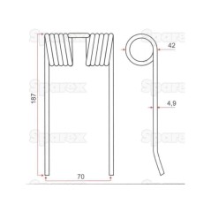 Palec sprezysty Dlugosc:187mm, Szerokosc:70mm, Ø4.9mm - Zastepuje Case IH Zastępuje: 86632007 