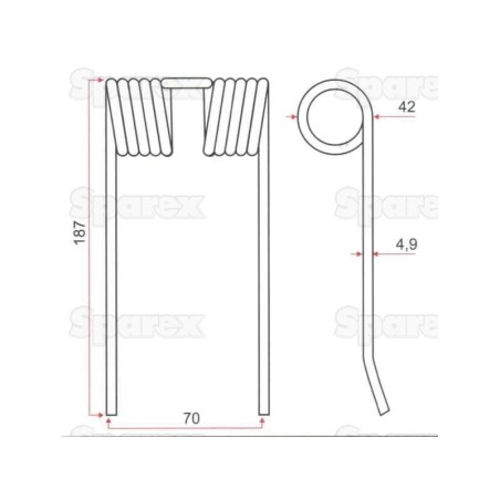 Palec sprezysty Dlugosc:187mm, Szerokosc:70mm, Ø4.9mm - Zastepuje Case IH Zastępuje: 86632007