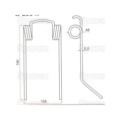 Palec sprezysty Dlugosc:190mm, Szerokosc:158mm, Ø5.5mm - Zastepuje New Holland Zastępuje: 89819750 