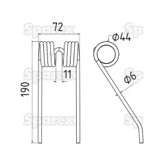 Palec sprezysty Dlugosc:190mm, Szerokosc:72mm, Ø6mm - Zastepuje Ford New Holland Zastępuje: 84392369 