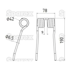 Palec sprezysty Dlugosc:190mm, Szerokosc:78mm, Ø6.5mm - Zastepuje Claas Zastępuje: 9862900 