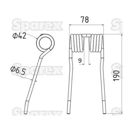 Palec sprezysty Dlugosc:190mm, Szerokosc:78mm, Ø6.5mm - Zastepuje Claas Zastępuje: 9862900