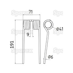 Palec sprezysty Dlugosc:191mm, Szerokosc:71mm, Ø6mm - Zastepuje Claas, Bautz Zastępuje: 8261661