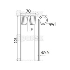 Palec sprezysty Dlugosc:209mm, Szerokosc:70mm, Ø5.5mm - Zastepuje Welger Zastępuje: 0940527000 