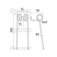 Palec sprezysty Dlugosc:210mm, Szerokosc:75mm, Ø9mm - Zastepuje Taarup Zastępuje: 6315300094 