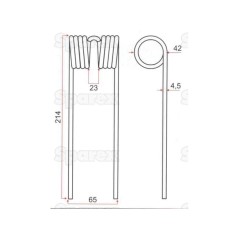 Palec sprezysty Dlugosc:214mm, Szerokosc:65mm, Ø4.5mm - Zastepuje John Deere Zastępuje: E41833 