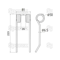 Palec sprezysty Dlugosc:223mm, Szerokosc:81mm, Ø6.5mm - Zastepuje Idass, BMV Zastępuje: 802050