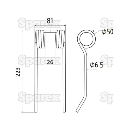 Palec sprezysty Dlugosc:223mm, Szerokosc:81mm, Ø6.5mm - Zastepuje Idass, BMV Zastępuje: 802050