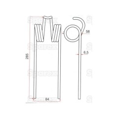 Palec sprezysty Dlugosc:285mm, Szerokosc:84mm, Ø6.5mm - Zastepuje Massey Ferguson Zastępuje: 1803425M1 