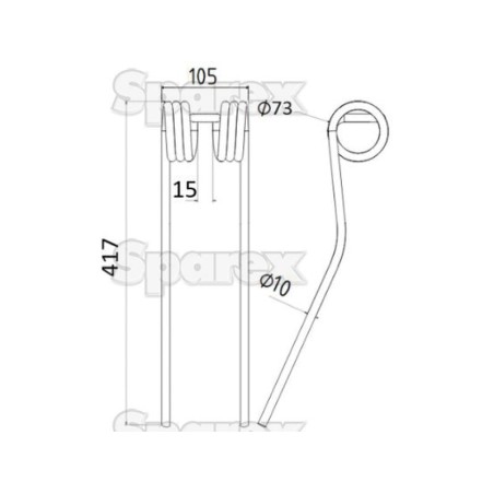 Palec sprezysty Dlugosc:417mm, Szerokosc:105mm, Ø10mm - Zastepuje Krone