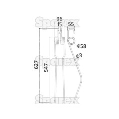 Palec sprezysty Dlugosc:547mm, Szerokosc:96mm, Ø9mm - Zastepuje Deutz-Fahr Zastępuje: 16502739 