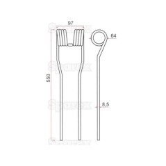 Palec sprezysty Dlugosc:550mm, Szerokosc:97mm, Ø8.5mm - Zastepuje SIP Zastępuje: 153932908