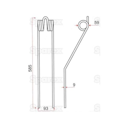 Palec sprezysty Dlugosc:585mm, Szerokosc:93mm, Ø9mm - Zastepuje PZ, Vicon Zastępuje: 16600420