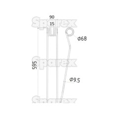 Palec sprezysty Dlugosc:595mm, Szerokosc:90mm, Ø9.5mm - Zastepuje Claas Zastępuje: 9557100