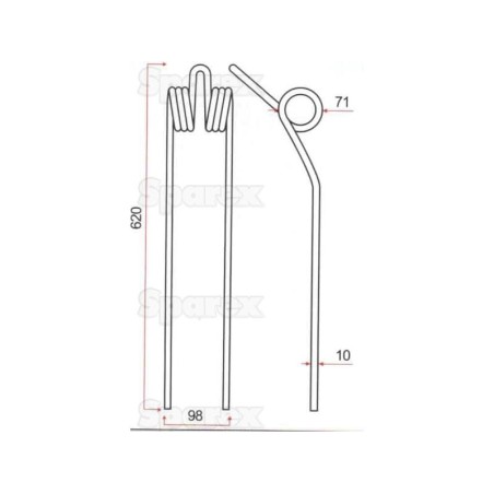 Palec sprezysty Dlugosc:620mm, Szerokosc:98mm, Ø10mm - Zastepuje Kuhn Zastępuje: 57563700