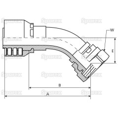 Parker BSP Wkłąd węża 1/4'' x 3/8'' x 19'' Żeński 135° Złączka kątowa 