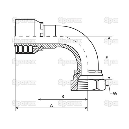 Parker JIC 37° Wkłąd węża 3/8'' x 7/8'' x 14'' Żeński 90° Złączka kątowa (krótka)