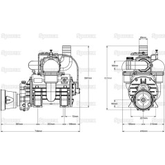 Pompa próżniowa podwójne przyłącze zbiornika - MEC8000MDU - Napędzana wałkiem - 540 RPM 