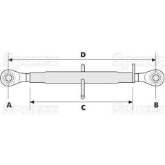 Cięgło górne wzmocnione (Kat.1/1) Kula i Kula, 1 1/4'', Długość min: 622mm. 