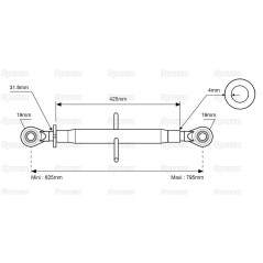 Cięgło górne wzmocnione (Kat.1/1) Kula i Kula, 1 1/4'', Długość min: 622mm. 