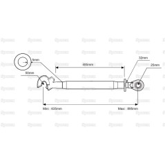 Cięgło górne wzmocnione (Kat.2/2) Kula i CBM Q.R. Hak, 1 1/4'', Długość min: 635mm.