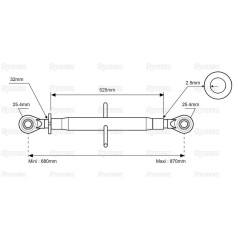 Cięgło górne wzmocnione (Kat.2/2) Kula i Kula, 1 1/4'', Długość min: 680mm. 