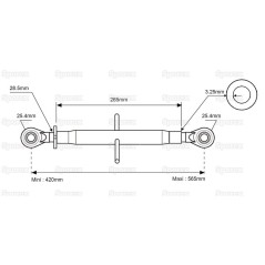 Cięgło górne wzmocnione (Kat.2/2) Kula i Kula, M36x3, Długość min: 420mm. 