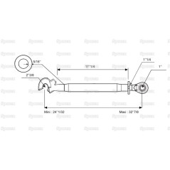 Cięgło górne wzmocnione (Kat.2/2) Kula i Q.r. Hak, M32x3, Długość min: 610mm. 