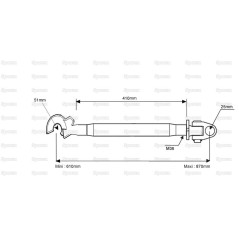 Cięgło górne wzmocnione (Kat.2/2) Przegub i Q.r. Hak, M36x3, Długość min: 610mm. 