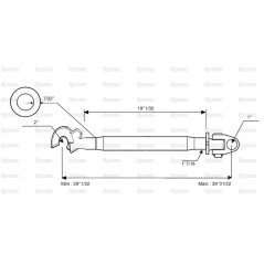 Cięgło górne wzmocnione (Kat.2/2) Przegub i Q.r. Hak, M36x3, Długość min: 737mm. 