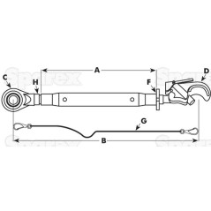 Cięgło górne wzmocnione (Kat.2/3) Kula i Q.r. Hak, M36x3, Długość min: 610mm.