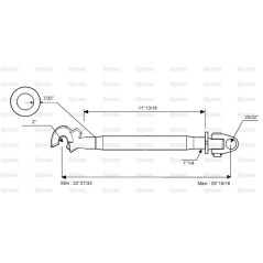 Cięgło górne wzmocnione (Kat.20mm/2) Przegub i Q.r. Hak, 1 1/4'', Długość min: 560mm. 