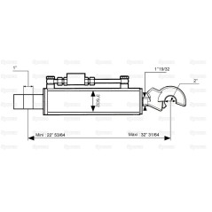 Cięgło hydrauliczne (Kat.-/2) i CBM Q.R. Hak, średnica cylindra: 80mm, Długość min : 580mm. 