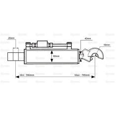 Cięgło hydrauliczne (Kat.-/2) i Q.r. Hak, średnica cylindra: 80mm, Długość min : 550mm. 