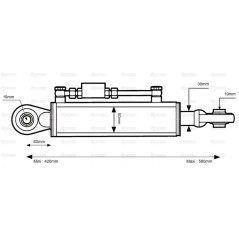 Cięgło hydrauliczne (Kat.1/1) Kula i Kula, średnica cylindra: 50mm, Długość min : 420mm. 