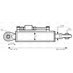 Cięgło hydrauliczne (Kat.1/1) Kula i Kula, średnica cylindra: 50mm, Długość min : 460mm. 