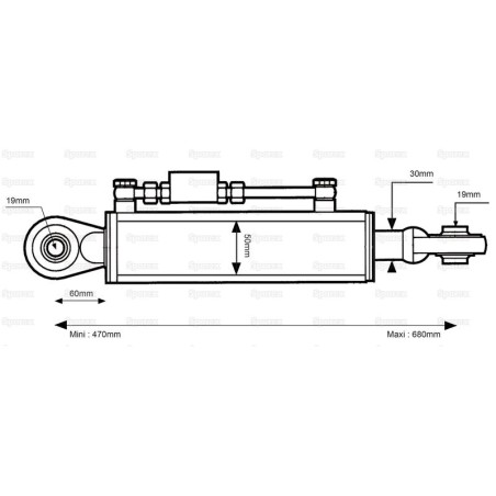 Cięgło hydrauliczne (Kat.1/1) Kula i Kula, średnica cylindra: 50mm, Długość min : 470mm.