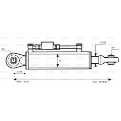 Cięgło hydrauliczne (Kat.1/1) Kula i Kula, średnica cylindra: 50mm, Długość min : 470mm. 