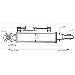 Cięgło hydrauliczne (Kat.1/2) Kula i Kula, średnica cylindra: 63mm, Długość min : 610mm. 